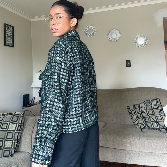 Mango Tweed Style Jacket With Collar - Picture 3 of 10